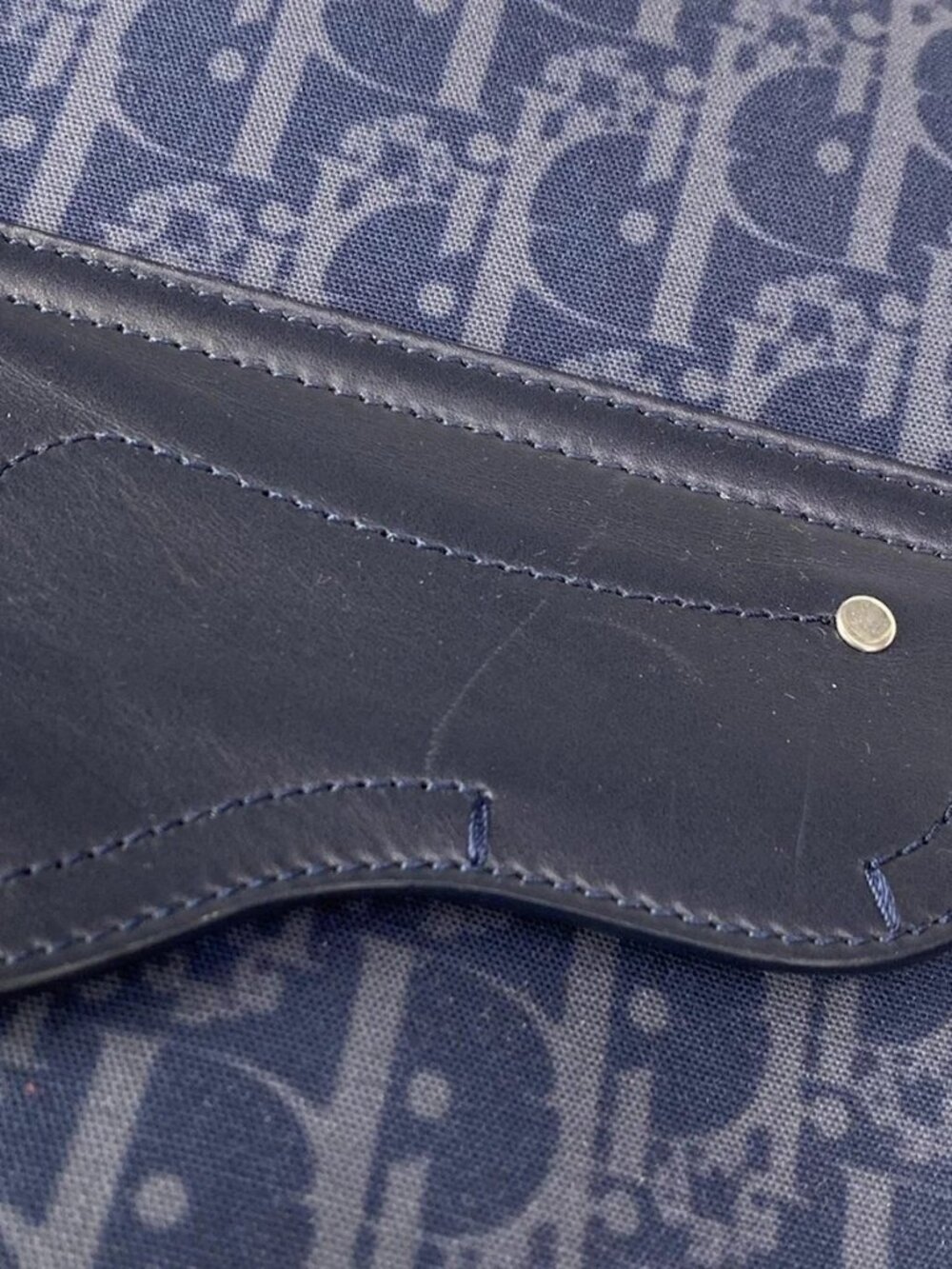 DIOR/ChristianDior Rango 50 Navy Dark Navy Multi Canvas Leather Boston Bag - Picture 11 of 13